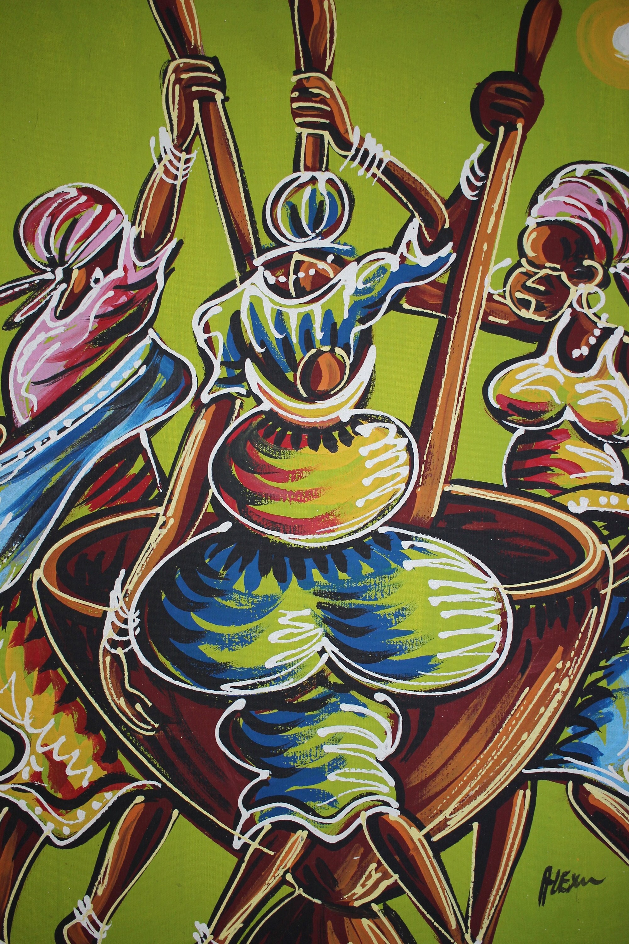 Handmade in Ghana Wall Decor Acrylic Painting Canvas Wall Art Original