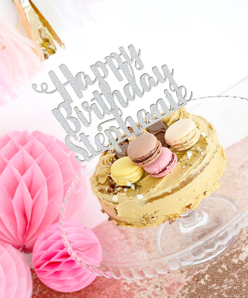 Personalised Girls Birthday Cake Topper Glitter Name Cake Topper Birthday Cake Decorations Decor Girls Birthday Party Decorations