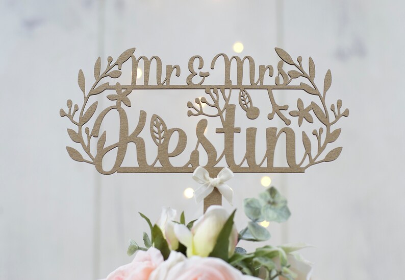 Rustic Wedding Cake Topper Mr and Mrs Cake Topper Woodland Etsy UK