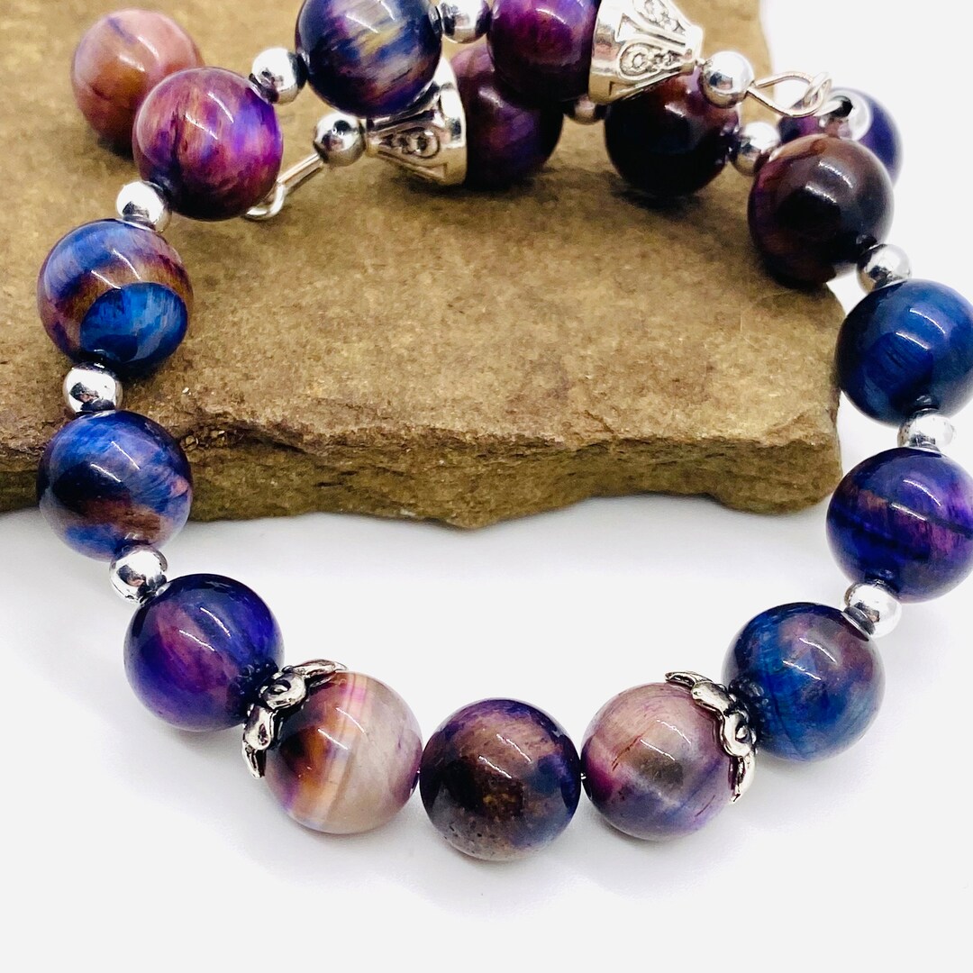 Galaxy Cat Eye Gemstone Memorywire Bracelet. Etsy
