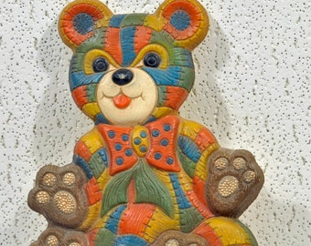 Vintage Nursery Patchwork Bear Wall Decoración