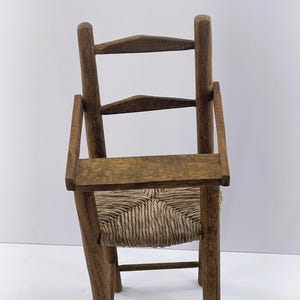 Vintage Miniature Hand-made Wooden High Chair