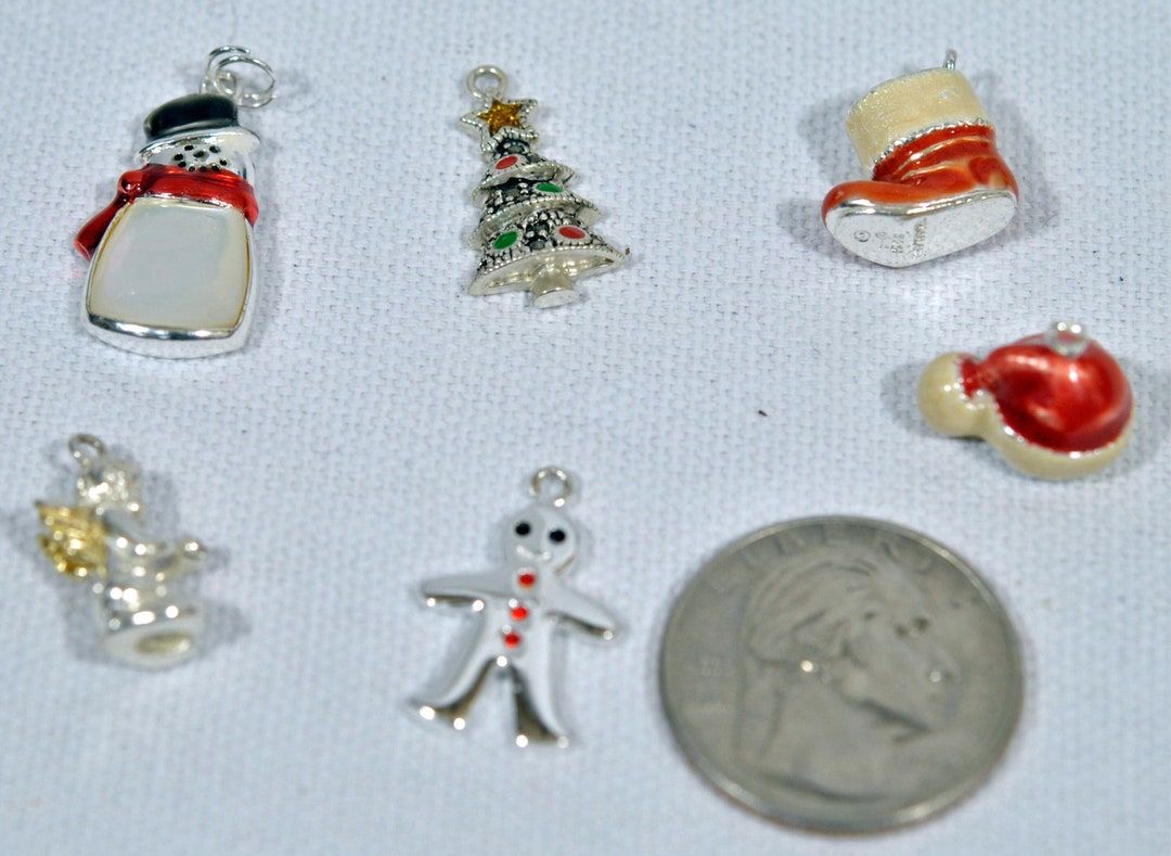 Christmas Charms, Sterling Silver, Set of 6 Etsy