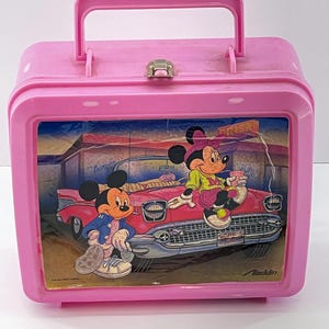 Vintage Mickey Mouse Diner Plastic Lunch Box with Thermos