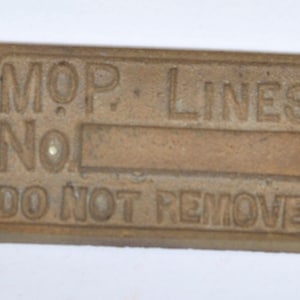 Missouri Pacific Railroad Machine Identification Plate