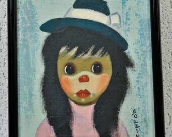Original Bollini Painting - Big Eyed Girl