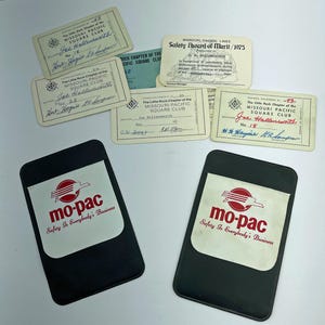 Vintage Pocket Protectors from Missouri Pacific Railroad - Mo-Pac with club cards