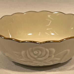 Lenox Porcelain Ivory Rose Trinket Dish