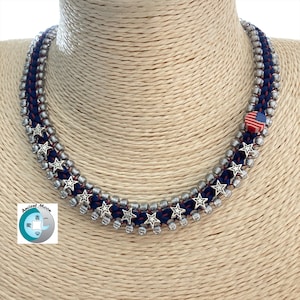 Kit-Beaded Kumihimo Happy 4th of July Necklace
