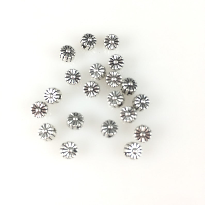 Tinny Silver Alloy 4.5mm daisy beads/20, 50 or 100 BULK image 1