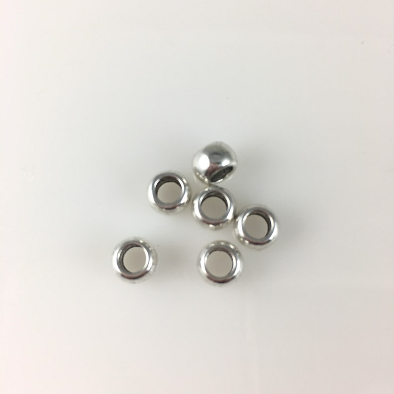 Silver Bighole Beads/6pc 6mm/IN4mm