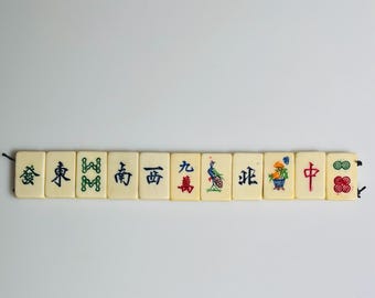One strand carved bone Mahjong tiles/two holes;one side design