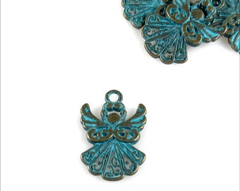 Angel charms, two side, 14mm x 20mm Patina /4, 10 or 20 BULK