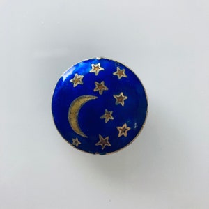 One Vintage Enamel Cloisonne moon-star bead