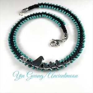 Kit-Beaded Kumi Mom & Baby-bird Necklace