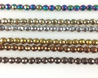 Titanium Hematite 4mm faceted round/16”