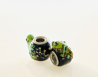 2pc large hole art glass beads