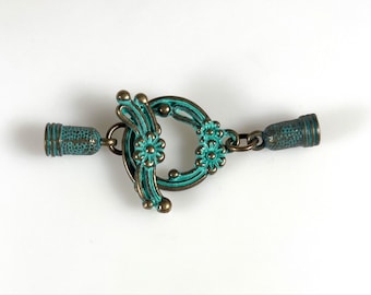 Patina End Cap Flower Toggle Clasp