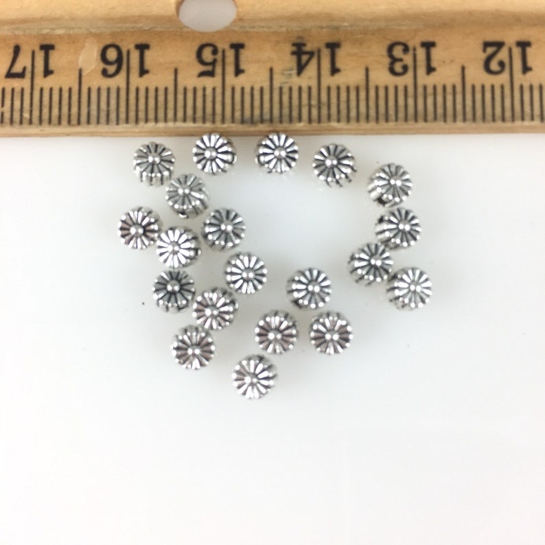 Tinny Silver Alloy 4.5mm daisy beads/20, 50 or 100 BULK image 3