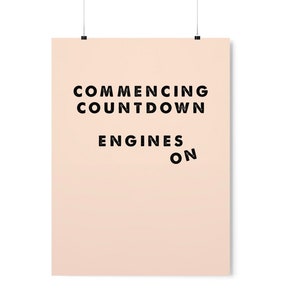 Music art Commencing Countdown Engines On David Bowie Quote Space Oddity Pastel Typography Digital Download