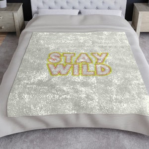 Stay Wild Retro Style Crushed Velvet Blanket