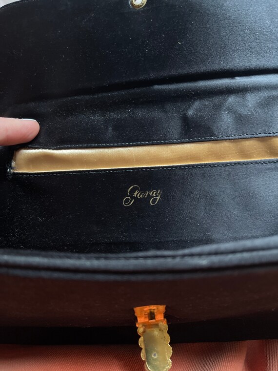 RARE Mid Century Garay Black Evening Bag And Gold… - image 9