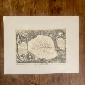 18x24” Collectible Cinagge levasseur map dept france 1852 antique French History