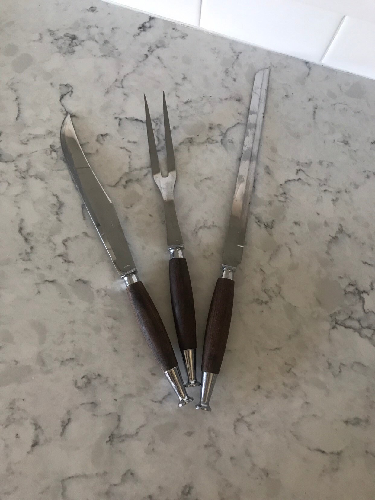 Vintage Mid Century Gensico Japan Carving Knives Set Stainless Steel