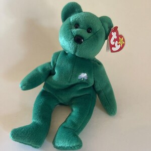 Rare TY Retired Beanie Babies Erin Shamrock Bear WITH 3 ERRORS Tags 1965