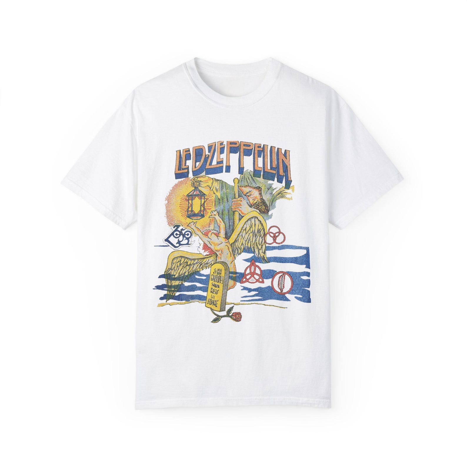 Led Zeppelin Retro 1970s Style Abstract Design Unisex Garment-dyed Band ...