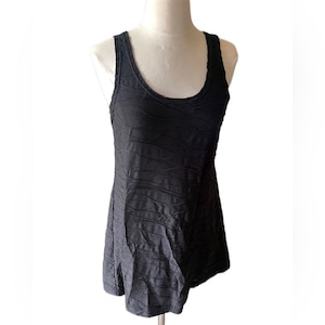 Vintage y2k Dotti black ruffled short sleeveless mini shift dress Sz small tunic