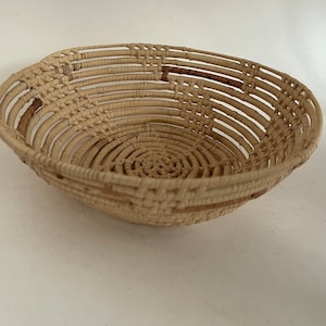 Vintage Handwoven Basket Dish Wicker Rattan Home Decor 9”