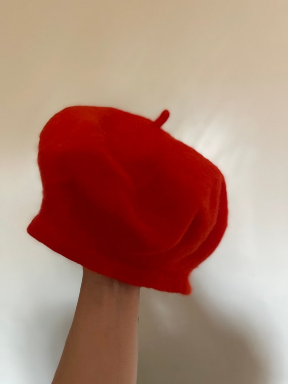 Vintage wool red beret tam hat French style