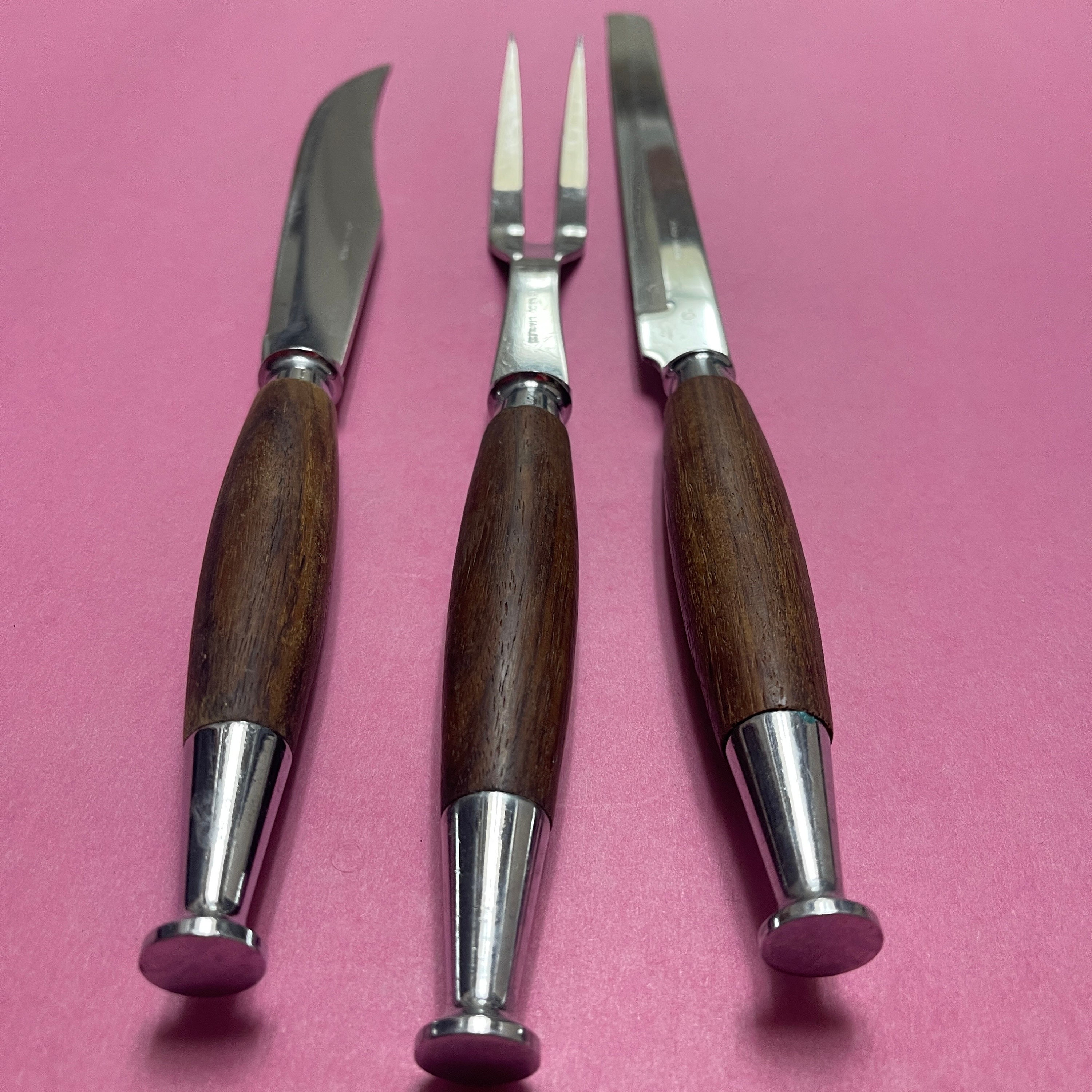 Vintage Mid Century Gensico Japan Carving Knives Set Stainless Steel