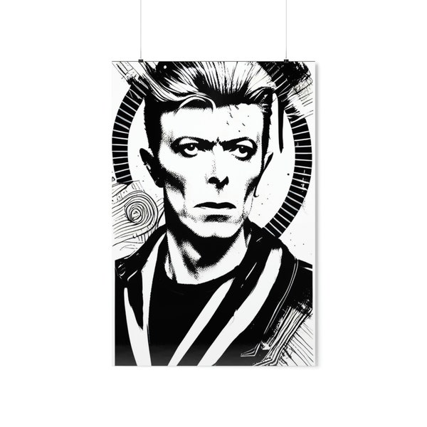 David Bowie Portrait Sketch Art Premium Matte Vertical 24x36" Poster Print