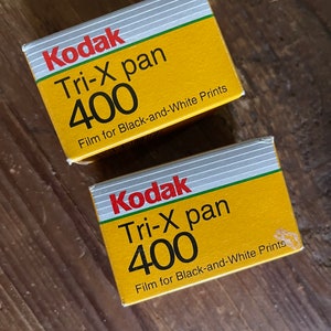 vintage new kodak tri x pan 400 black and white profiessional 35mm film set of 2