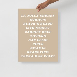 San Diego California North County Surf Spots Breaks Minimalist Art Gallery Quality Poster Print Coastal Poster