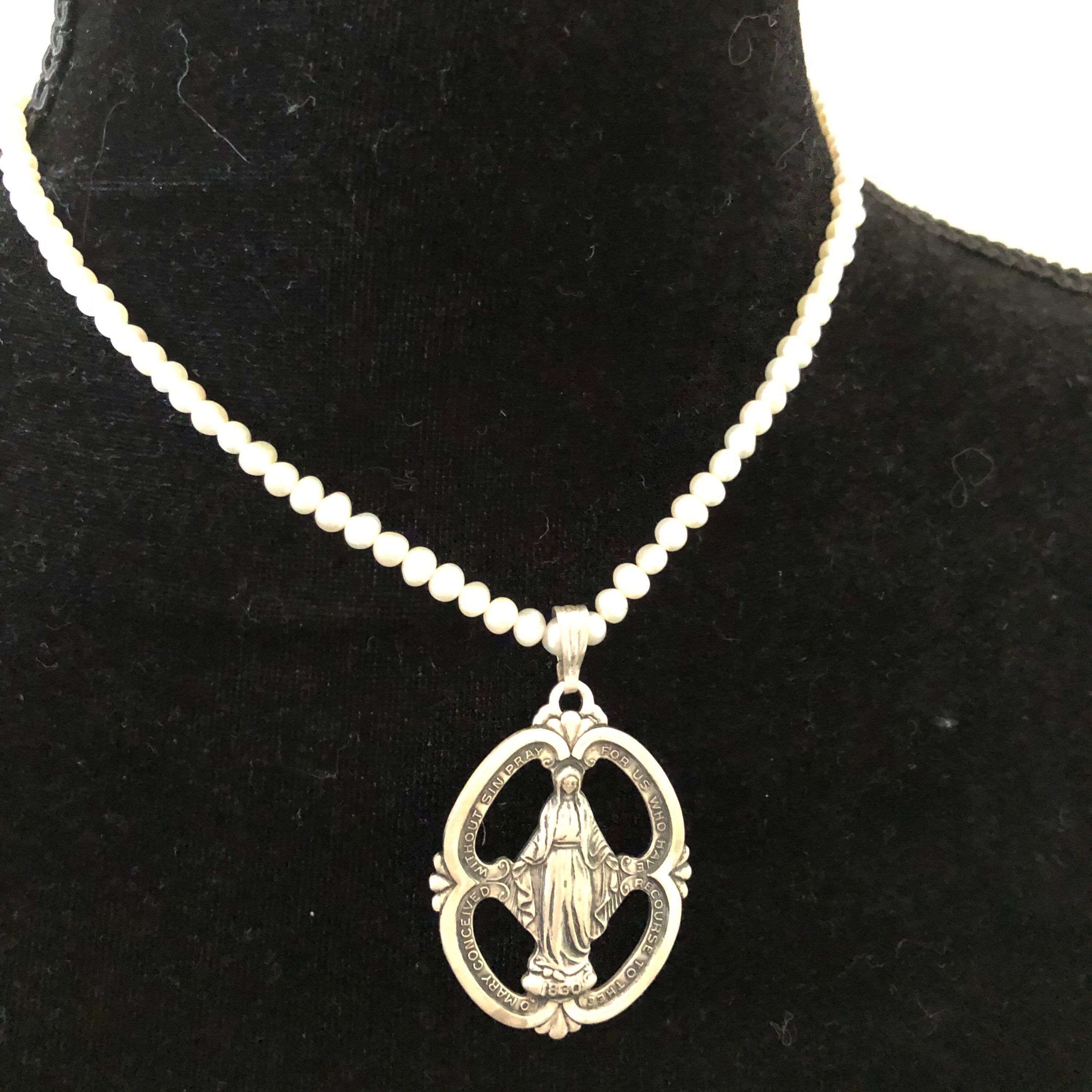 Antique Virgin Mary sterling silver religious pendant on Etsy