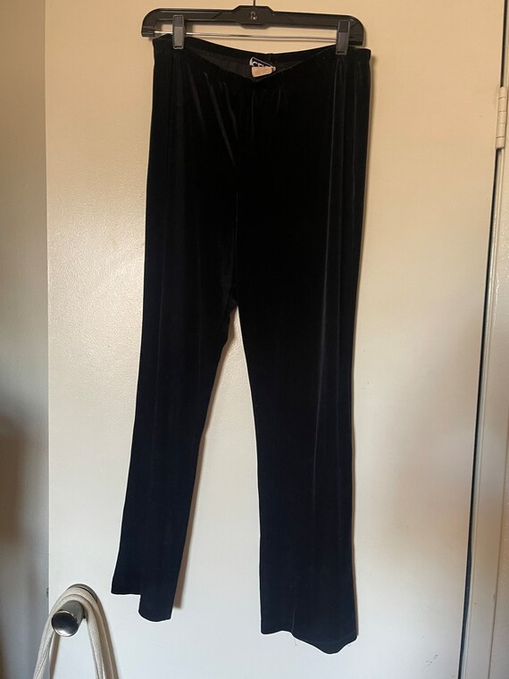 vintage 90s clio black wide leg velvet high rise … - image 6