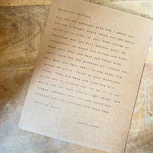 Descarga digital Arte poema Carta a tu hija Regalo de bebé Guardería Impresión de alta resolución nueva mamá