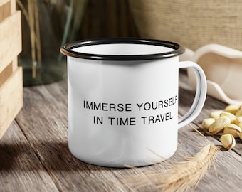 Immerse Yourself in Time Travel Psychedelic inspired Camping Enamel Camp Cup