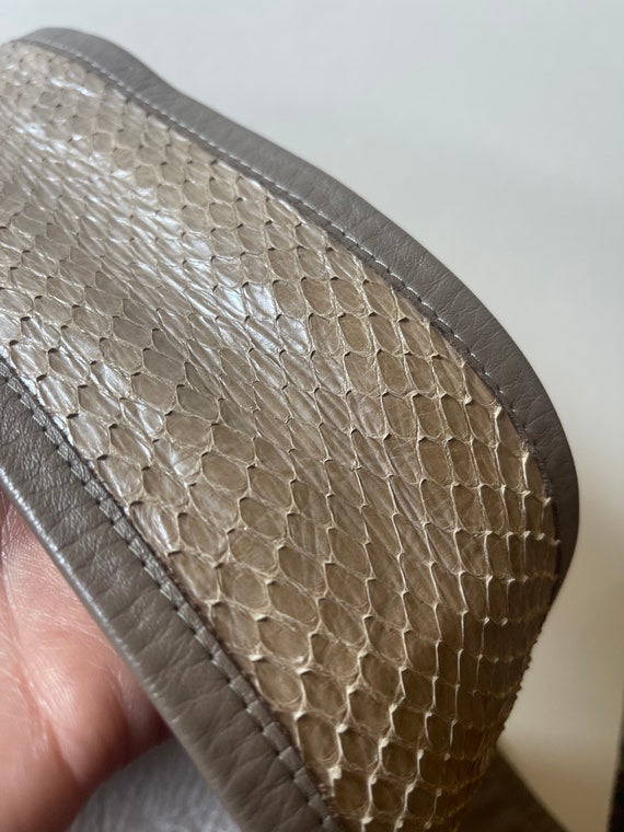 Vintage tan 100% calf leather real snakeskin inla… - image 9