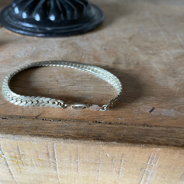 Vintage 14kt GP Foxtail Link Bracelet Stamped Dainty Unisex