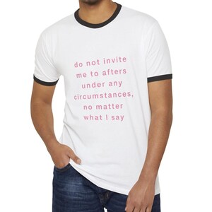 Humorous Raver Afters Unisex Cotton Ringer T-Shirt, Funny Graphic Tee, Casual Wear, Gift for Friends, Party Shirt, Statement Top