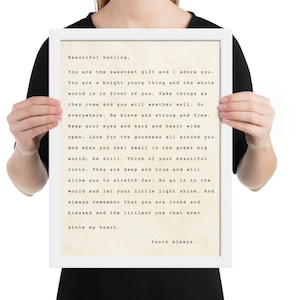 poema Carta a su bebé, regalo para bebé, decoración de guardería, regalo de baby shower, impresión de alta resolución, nueva mamá, arte de pared de galería, marco blanco