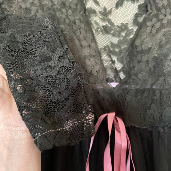 Vintage sheer grey black long sleeved lace sexy m… - image 8