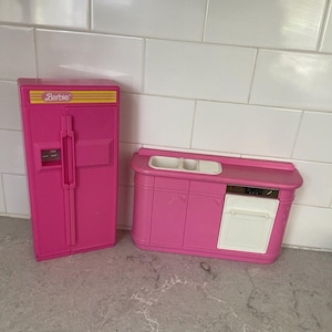 Barbie Kitchen Playset Vintage Dream House Furniture Fridge 1990 #8754 Mattel