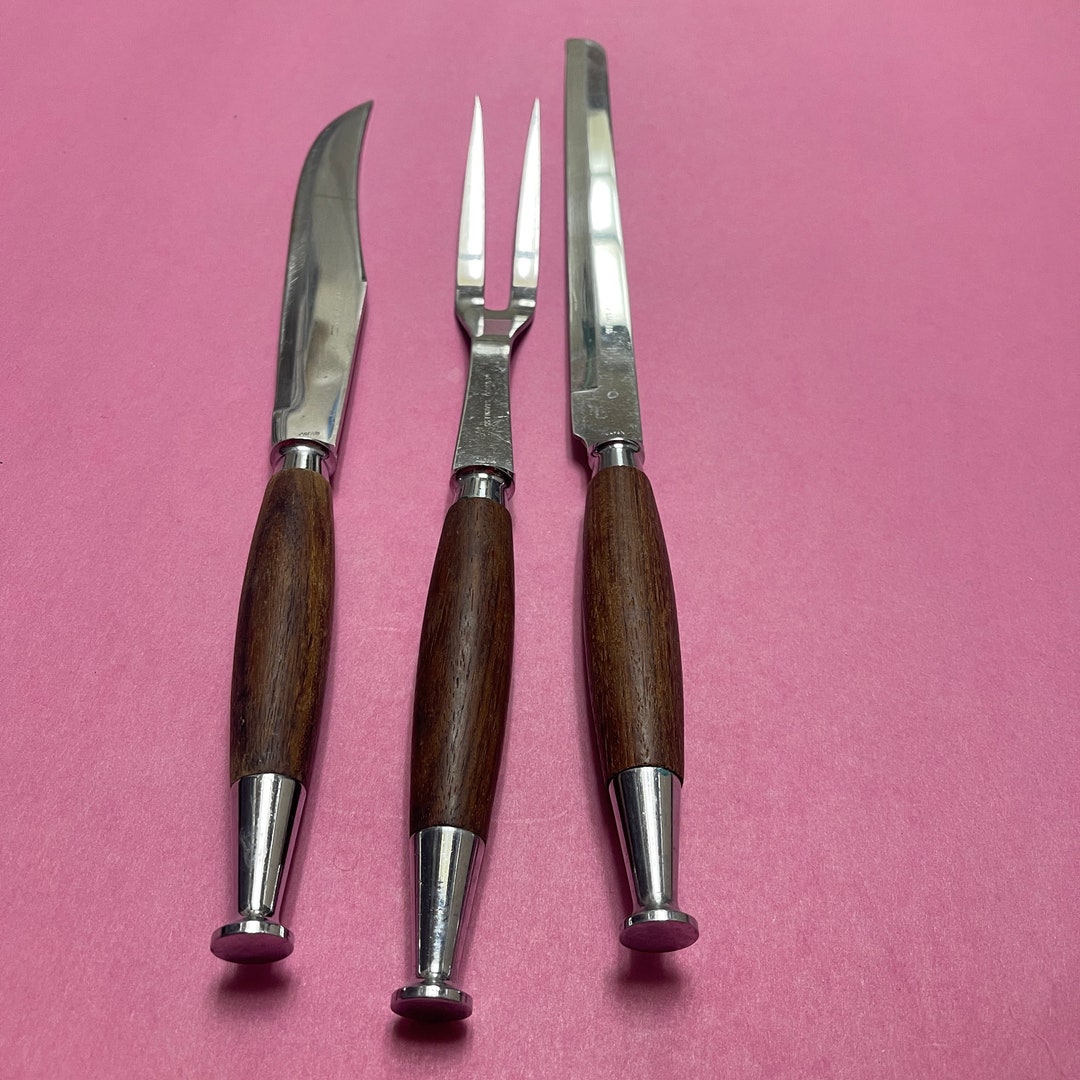 Vintage Mid Century Gensico Japan Carving Knives Set Stainless Steel