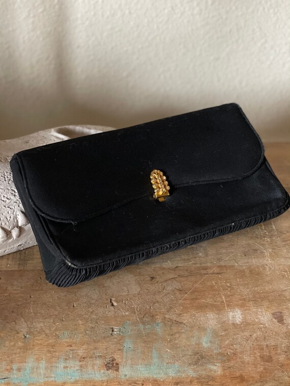 RARE Mid Century Garay Black Evening Bag And Gold… - image 4
