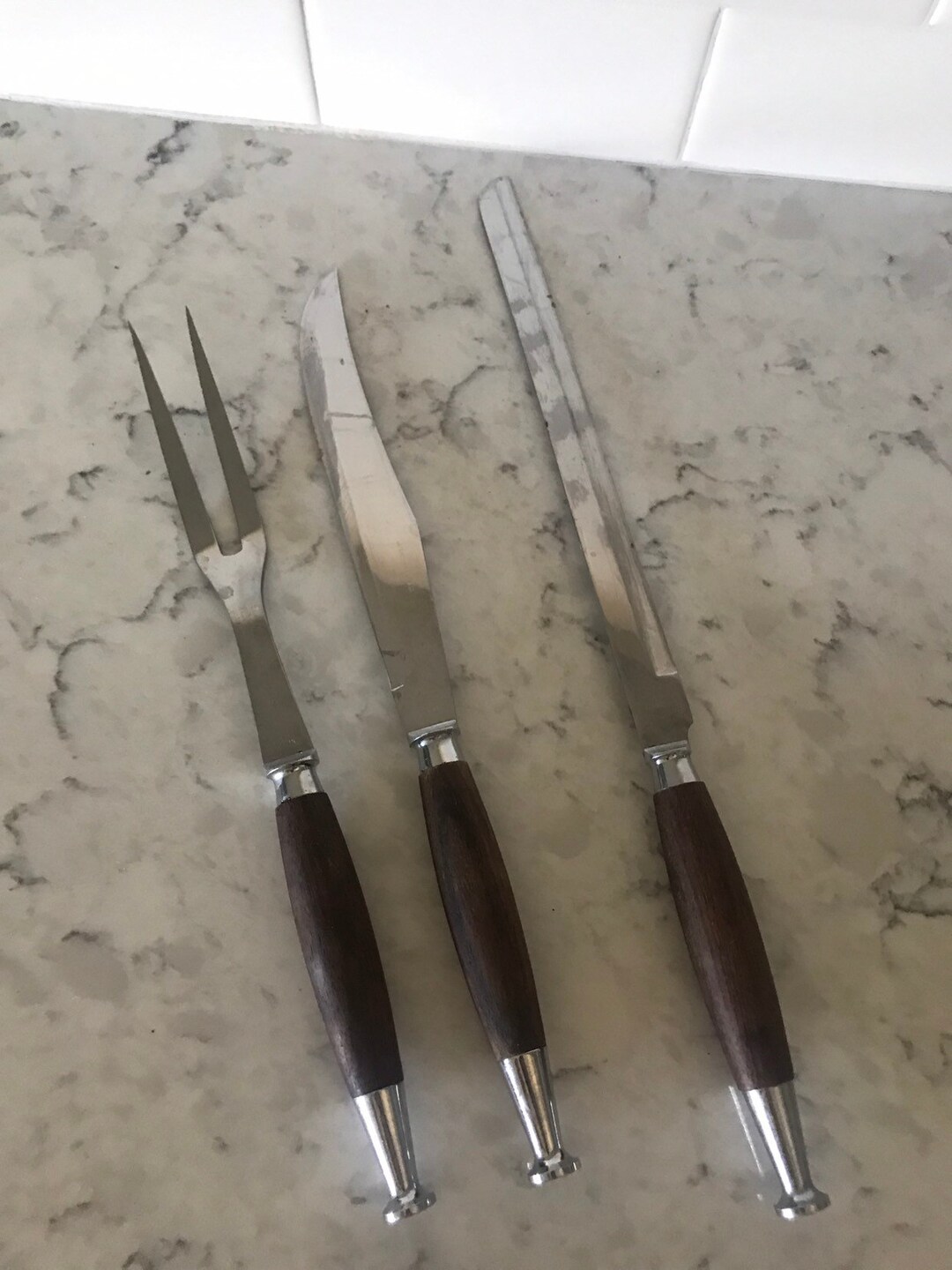 Vintage Mid Century Gensico Japan Carving Knives Set Stainless Etsy